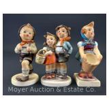 (3) Hummel Figurines: "Little Helper" 73, "Surprise" 94, and "School Boy" 82, 4"h