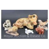 Group of Soapstone and Other Stone Animal Carvings, 2"-5"h