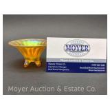 Small Carnival Glass Bowl, Believed to be Steuben Glass, Marked L.S.1990 on Base, 1.5"h