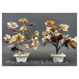 Pair of Chinese Glass/Stone Bonsai Style Trees, 9"h