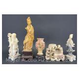 Group of Soapstone and Other Stone Carvings, 4.5"-12"h