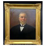 Antique Portrait Painting on Canvas of Gentleman, Signed Kenneth Avery, in Modern Gold Frame