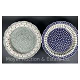 (2) Large Polish Pottery Chargers, 16"w