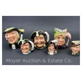 (6) Miniature Royal Doulton Toby Jugs, 2"-4"h