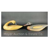 Vintage Wood Duck Decoy with Painted Wood Swan, 12"-16"w