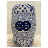 Blue and White Oriental Style Garden Seat, 12"w x 18"h