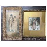 (2) Antique Victorian Style Prints, with Original Frames, 22"x13"