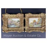 (2) M. Miller Paintings on Board, Each Framed 7"x8" Overall