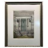 "Blue Door" Print, Artist Signed, Numbered 10/50, Framed, 26"x21" Overall