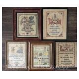 (5) Vintage Framed Needlepoints