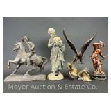 (4) Brass and Bronze Statues, 8"-11"h