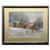 Pastel Winterscape, Signed J. Laurend, Dated 1977, Framed, 17"x21.5" Overall