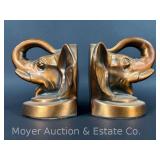 Pair of Cast Elephant Bookends, Hollow, 5.5"h