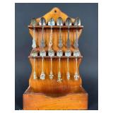 Wood Spoon Rack with Souvenir and Collector Spoons, 14"h