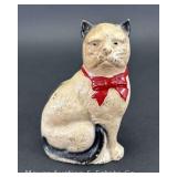 Cast Iron Cat Coin Bank, 4"h