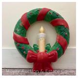 Christmas Wreath Blow Mold, Empire, with Repaired Cord, 21"h