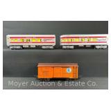 (2) Lionel Santa Fe Passenger Cars with G Scale Box Car