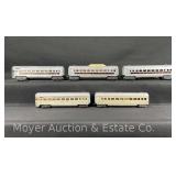 (5) Marx Passenger Cars: 2 New York Central and 3 Pennsylvania