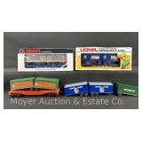 Group of Lionel Flatcars with Piggyback Trailers, 2 with Boxes