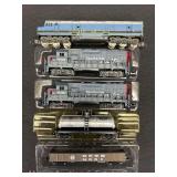 (3) N Scale Locomotives and (2) Freight Cars
