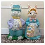 (2) Easter Bunny Blow Molds, Empire, with Cords, 34" and 35"h