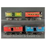 (4) American Flyer O Gauge Tin Plate Freight Cars