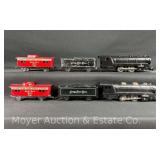 (2) Marx Steam Locomotives with Nickel Plate Tenders and Cabooses