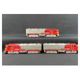 (3) Marx Santa Fe Diesel Locomotives, 1 Powered Unit and 2 Non-powered Units