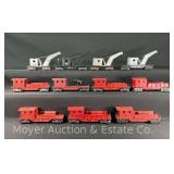 (7) Marx Work Cabooses and (4) Crane Cars
