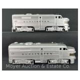 (2) KMT Burlington Diesel Locomotives, Non-powered, with Original Boxes