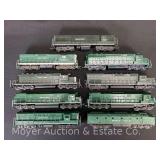 (3) HO Scale Diesel Locomotives with (6) Non-powered Units, Repainted by Seller