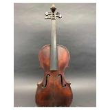 Antique Violin, Unmarked, with Wood Case, No Bow, 23" Overall Length