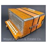 Hohner Press Box Accordion, Decorated Wood Exterior