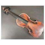 Antique Violin, Unmarked, with Wood Case, No Bow, 23" Overall Length