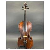 Antique Violin, Unmarked, with Hard Case, No Bow, 24" Overall Length