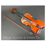 1/2 Size Violin, Unmarked, with Bow and Case