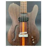 Wood 4-String Electric Bass Guitar, Appears Homemade, Unknown Maker, Inlaid Neck