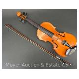 1/2 Size Violin, Unmarked, with Bow and Case
