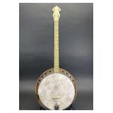 Antique 4-String Banjo, Bakelite-Style Resonator Back, Nice Condition, with Original Case