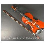 Violin, Unmarked, with Bow and Case, 23.5" Long