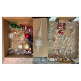 Group of Glass Ornaments with Tree Topper