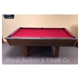 Slate Top Pool Table with Cue Sticks, Pool Balls, Etc., 84"x48.5” Top
