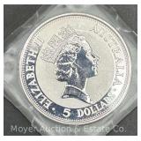 1991 Australian Kookaburra 1oz Silver Coin, .999 Silver