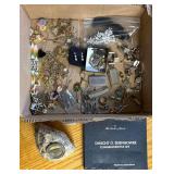 Group of Costume Jewelry, Tie Clips, Cuff Links, Commemorative Token with First Day Stamp, Etc.