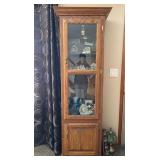 Oak 2 Door Curio Cabinet, Locking Doors with Key, 26"x15"x76"h