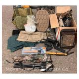 Group of Tripod Hunting Seats, Gun Cases, Cushions, Etc.