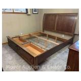 King Bed Frame, 2 Drawers in Base