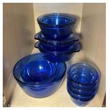 Group of Corningware Casserole Dishes and Mixing Bowls, Cobalt Glass
