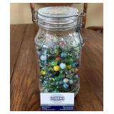 Jar of Glass Marbles, 10"h