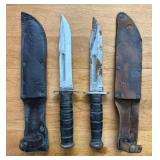 USN MK2 Ka-bar Knife, and Other Camillus, NY Knife, See Pictures for Condition, Both 12" Long